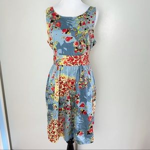 Band of Gypsies Floral Sleeveless Dress with Tie